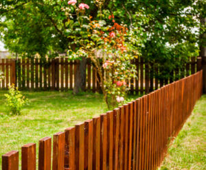 Wooden fence around nice house
